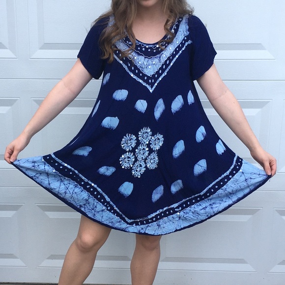 SOLD Sweet Navy Dress/Coverup - Picture 3 of 5